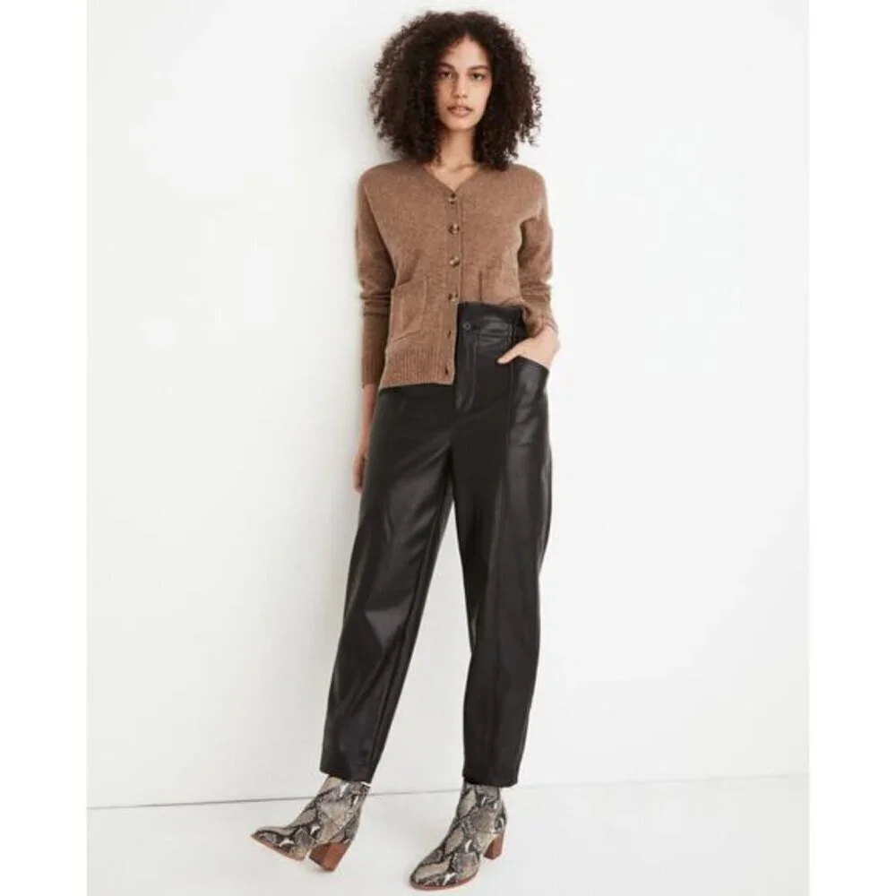 Madewell Vegan Leather Pull-On Paperbag Pants Black 0‎